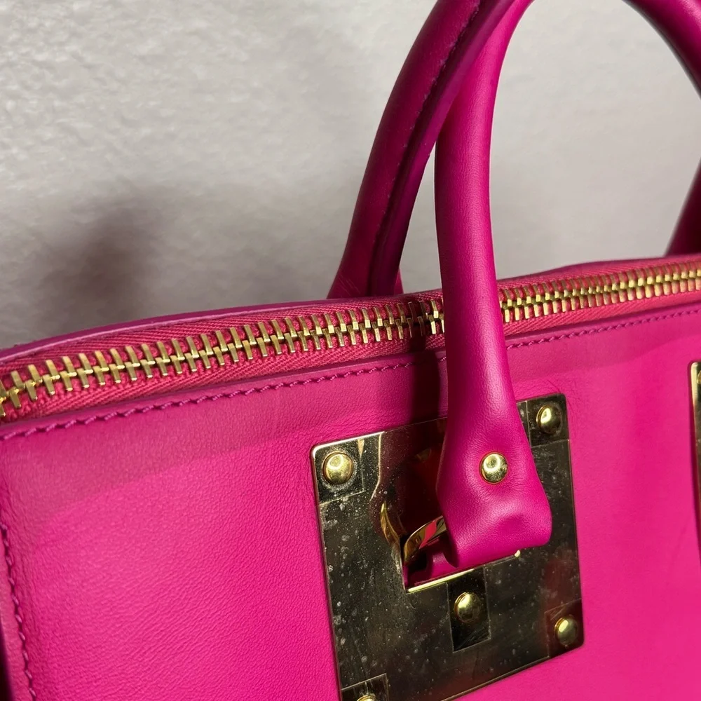 SOPHIE HULME 💖 Albion Square Satchel - Hot Magenta Pink, Gold Hardware - 9x12”